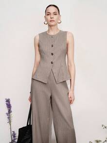 Aveloria Modichic Elegant Smart Casual Sophisticated High-Waist Jacket And Pants 2 Pieces Set For Women Work Office Grey Summer Teachers' Day - Multicolor - View 1