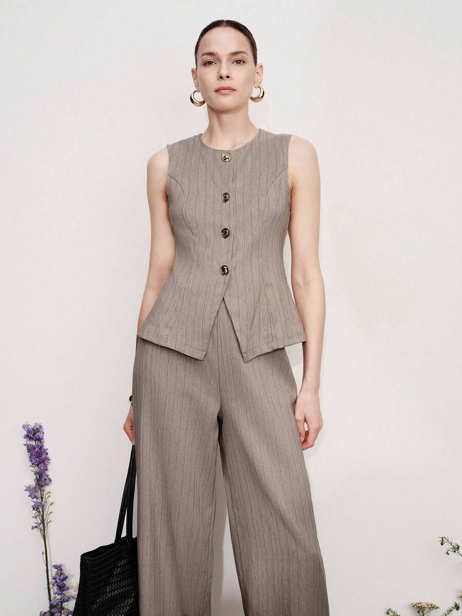 Aveloria Modichic Elegant Smart Casual Sophisticated High-Waist Jacket And Pants 2 Pieces Set For Women Work Office Grey Summer Teachers' Day - Multicolor - View 1