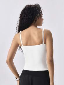 Loungeista 2pcs/Set Women Solid Color Ribbed Cami Top With Pad, Casual Sexy Cropped Top, For Workout - Multicolor - View 2