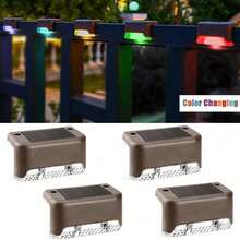 4PCS Fence Lights Solar Powered, Outdoor Waterproof Tiny Led Step Lights In Brown Used Outside For Deck, Stairs, Patio Fence, Garden - Brown - View 16