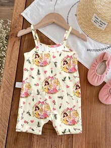 SHEIN LMoss Kids 【随机4件，送1件】女婴可爱公主风印花图案，小鹿，复古花朵，压花，波西米亚野花，植物，复古植物，粉彩花卉自然风，园艺爱好者礼物，休闲舒适，婴幼儿图案，女婴休闲吊带连体衣，适合春夏穿着，可爱夏季服装，夏季儿童用品，夏季外出用品，韩版风格，轻松舒适，时尚童装，Y2K，卡哇伊，派对，日常，度假，可爱，舒适 - 彩色 - 查看 8