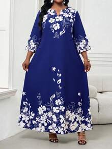SHEIN Lady CURVE Đầm dự tiệc và du lịch in hoa dành cho nữ cỡ lớn - Nhiều màu - Xem 6