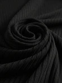 Sweetra CURVE 1 Pc Plus Size Women's Simple Solid Color Spaghetti Strap Tankini 2 Pieces Swimsuit For Summer Beach Vacation Black - Black - View 5