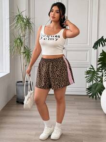 SHEIN EZwear 大码女式弹力腰休闲短裤，多色 - 彩色 - 查看 5