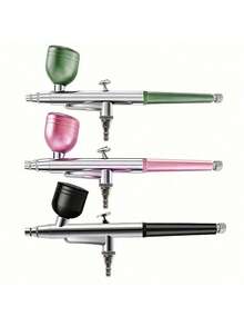 2Pcs Single Action Airbrush Kit, 0.3mm Nozzle With Metal Gas Can, High Pressure Atomizer Accessories Portable Moisture Spray Gun For Model Making Nail Art Car Painting Beauty DIY Crafts - Multicolor - View 5
