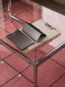 Joivida 1Pc Stainless Steel A4 Tri-Fold Clipboard, Horizontal & Vertical Dual Style, Foldable Portable Document Writing Board For Office & School - Multicolor - View 3