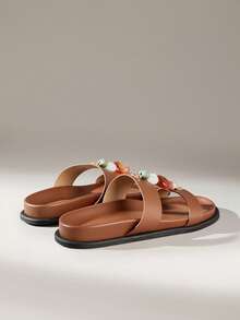 Solecia Women Shoes Women's Fashion Brown Comfort Flat Beach Sandals Women's Flat Sandals Summer - Brown - View 4