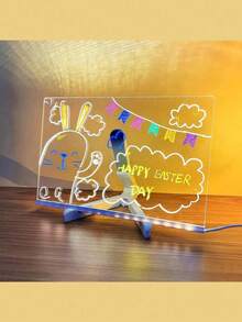 لوحة رسائل LED، تعمل بالطاقة USB بإضاءة دافئة، لوحة رسم مضيئة DIY من الأكريليك، لوحة رسم مضاءة ب- LED مع أقلام ملونة بسبعة ألوان، لافتة إعلانية صغيرة محمولة، مناسبة كهدايا عيد الميلاد ورأس السنة للمكتب والمنزل، بدون بطارية - ضوء أبيض دافئ - مشاهدة 9