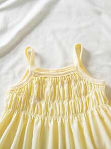 SHEIN Elladie kids Young Girl Cute Ruffle Camisole And Casual Pants Set - Yellow - View 4