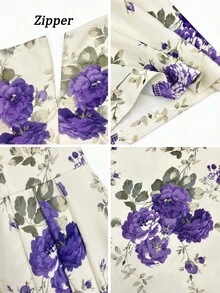 SHEIN Raffinéa Đầm nữ thanh lịch, lãng mạn, in hoa màu tím, chất liệu co giãn cao cấp, dây mảnh, thiết kế buộc eo, nơ thắt sau lưng, eo nhún, thiết kế đa năng phù hợp cho tiệc tùng, lễ hội âm nhạc, thường ngày, kỳ nghỉ, hẹn hò, ngày Valentine, đầm dài ngang gối, mùa xuân/hè, lễ tốt nghiệp, dạ hội, dự tiệc cưới, đầm dài nữ. - Nhiều màu - Xem 7