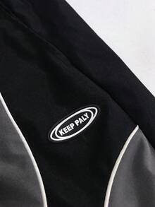 Manfinity EMRG Quần short nam in chữ phối màu - Màu xám đen - Xem 4