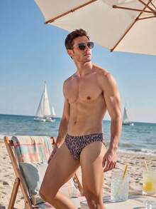 Manfinity Swimmode Quần bơi nam họa tiết da báo - màu nâu - Xem 7
