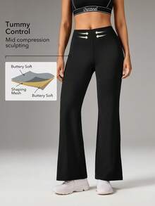 OutZeal Quần legging thể thao nữ màu đen, mềm mại như bơ, ống loe, thích hợp cho leo núi, tập gym, hoạt động thể thao. - màu đen - Xem 2