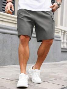 Manfinity Homme Men's Plus Size Loose Cargo Shorts With Graphic Design, Holiday - Grey - View 4