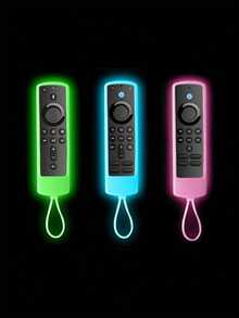 2/3/5 Packs Remote Controls Cover For Alexa Voice Remote L5B83H L5B83G P4C6EN H69A73 E4GE9R (NOT For Insignia / / Pioneer / Fire TV Remote) Sleeve Glow In The Dark With Lanyard. - Blue + green + pink + purple + orange) - View 2