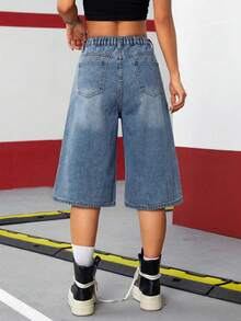 Teen GirlLoose Fit Wide Leg Blue Jeans - Medium Wash - View 4