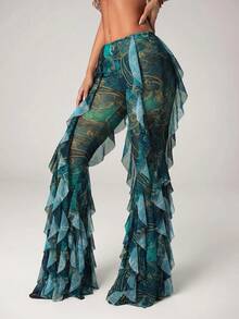 SHEIN ICON Women's Paisley Print Retro Flare Pants - Multicolor - View 5
