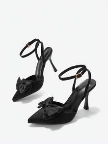 Eladyva Giày sandal cao gót mũi nhọn cho nữ, quai ngang khoét lỗ, kiểu dáng châu Âu, thích hợp cho mùa xuân/hè, thanh lịch, dự tiệc. - màu đen - Xem 6