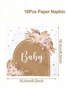 Set Peralatan Makan Sekali Pakai Tema Boho Hey Ba By, Dekorasi Pesta Selamat Datang Bayi, Piring Kertas, Serbet, Gelas, Set Peralatan Makan untuk Pesta Ulang Tahun, Pesta Menyambut Bayi, Pesta Pengungkapan Jenis Kelamin Bayi - MultiWarna - View 10