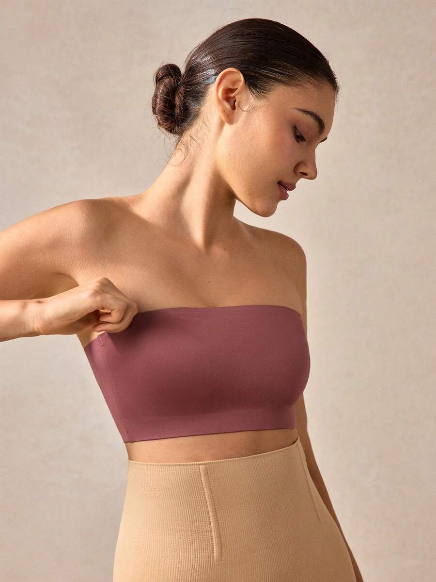 Veilyse Áo ngực không dây mùa hè cho nữ, áo ống, áo lót, bộ đồ lót, áo hở lưng, áo tank top. - Màu tím - Xem 1