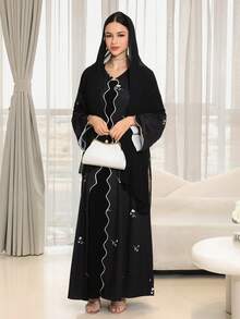 Yasmyna Áo choàng Abaya - màu đen - Xem 3