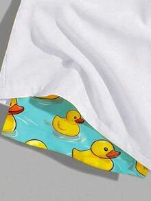 VIVINTIMO Quần short đi biển xếp ly in hình hoạt hình dành cho nam, lót lụa sữa. - trắng - Xem 4
