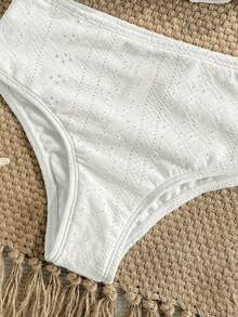 SHEIN Bộ đồ bơi 2 mảnh dành cho bé gái tuổi teen, gồm áo tankini buộc dây cổ và áo tankini tam giác, có họa tiết kim loại. - Màu vàng - Xem 6