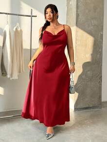 GalTyme Vestido de tirantes con escote pronunciado para mujer talla grande en color rojo - Rojo - Ver 4