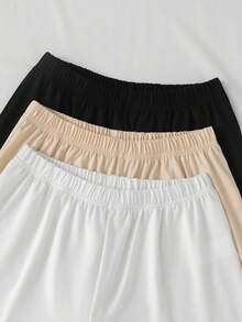 Quần short cho thiếu nữ (bé gái), kiểu dáng tối giản, phối màu tương phản, cạp chun co giãn, thêu logo trang trí, quần ống đứng cạp trung bình dáng rộng, dễ phối đồ, phù hợp cho trang phục thể thao ngoài trời mùa hè. - Nhiều màu - Xem 3