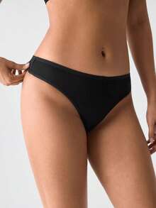 Loungeista 3pcs/Set Solid Color Comfortable Cotton Sexy Low-Rise Women's Thong Panties, Suitable For Valentine's Day, Spring/Summer - Multicolor - View 6