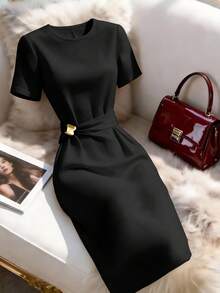 Women Midi Dresses - Black - View 6