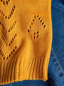EMERY ROSE Women's Solid Color Hollow V-Neck Sleeveless Knit Top Beach Vacation Golden Yellow Summer Tropical - Pale Yellow - View 3