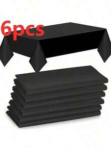 6 Pieces Elegant Disposable Black Tablecloth, Machine Woven, Perfect For Weddings, Bridal Showers, Birthdays, And General Gatherings. Easy To Clean Indoor Plastic Cover - Multicolor - View 16