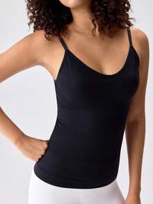 Loungeista Camiseta de tirantes moldeadora para mujer, moldeador de cintura ajustado sin mangas para el verano - Negro - Ver 7