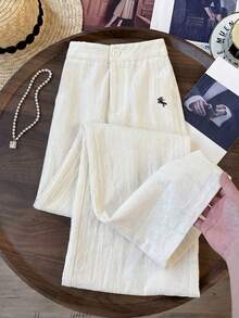 Franclia Quần thể thao golf nữ bằng cotton trắng thêu họa tiết, kiểu dáng thường ngày, thích hợp cho mùa hè. - trắng - Xem 2