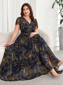 SHEIN Clasi Đầm hoa thanh lịch dành cho nữ cỡ lớn, đầm dự tiệc cưới mùa hè. - Nhiều màu - Xem 1