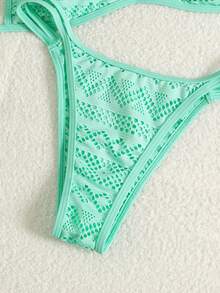 Swim Vcay Bộ đồ bơi nữ 2 mảnh, váy đi biển màu xanh trơn hở lưng gợi cảm dây buộc, đồ bơi mùa hè thanh lịch - màu xanh lá - Xem 6