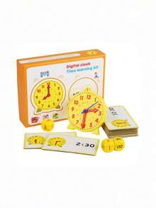MINKOJA Wooden Clock Model Set, Primary School Clock Teaching Aid, Mixed Color, Toy For Learning To Recognize Time, For Mathematics Area - Yellow - View 8