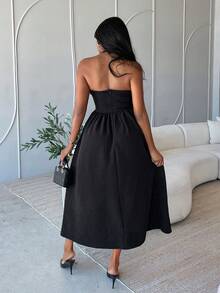 Korevelle Sleeveless Waist Cinched Dress For Women Summer Party Date Night Black Elegant - Black - View 2