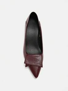 Bholvia Women Pointed Toe Stiletto Heel Short Pumps, Versatile Office Work Shoes For Spring Autumn,Elegant,Kitten Heels - Burgundy - View 9