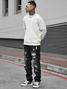 Devon Thys Quần jeans nam dáng suông màu xanh bạc hà, thích hợp mặc ngoài trời, mùa Thu/Đông. - Nhiều màu - Xem 4