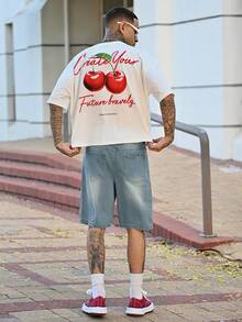 Devon Thys Quần short denim xanh bạc màu kiểu vintage dành cho nam, quần short ôm dáng thời trang rách rưới cho mùa hè. - Rửa trung bình - Xem 2