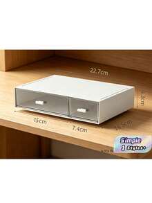 Hộp đựng túi trà 1 cái, hộp trà xếp chồng được với 2 ngăn kéo, hộp đựng túi trà bằng nhựa dùng cho nhà bếp, phòng đựng thức ăn, tủ, mặt bàn, dụng cụ sắp xếp và lưu trữ nhà bếp đa chức năng, đồ dùng gia đình. - Hai ô vuông màu trắng - Xem 1