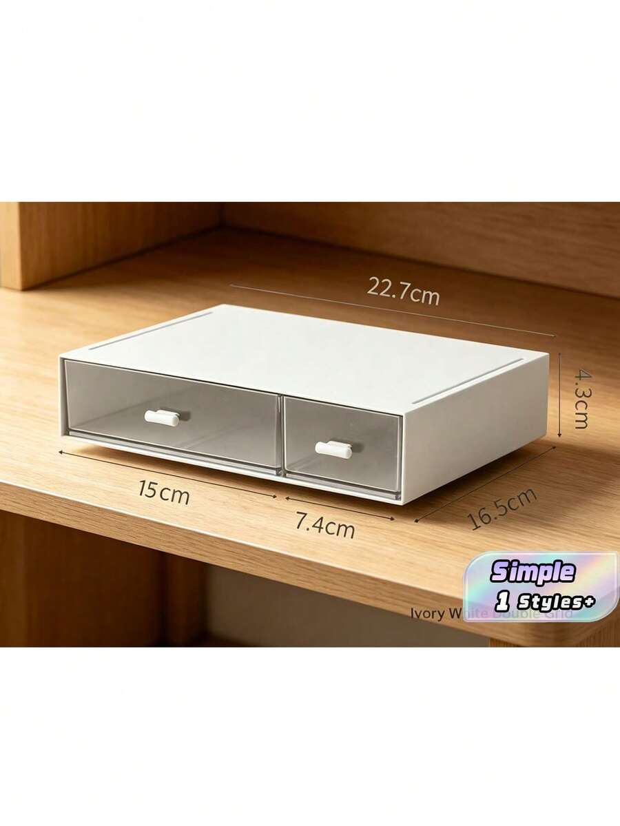 Hộp đựng túi trà 1 cái, hộp trà xếp chồng được với 2 ngăn kéo, hộp đựng túi trà bằng nhựa dùng cho nhà bếp, phòng đựng thức ăn, tủ, mặt bàn, dụng cụ sắp xếp và lưu trữ nhà bếp đa chức năng, đồ dùng gia đình. - Hai ô vuông màu trắng - Xem 1