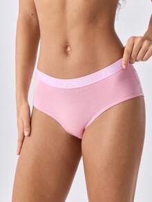 Loungeista 5pcs Women's Solid Color & Letter Print Elastic Waistband Comfortable Minimalist Briefs - Multicolor - View 8
