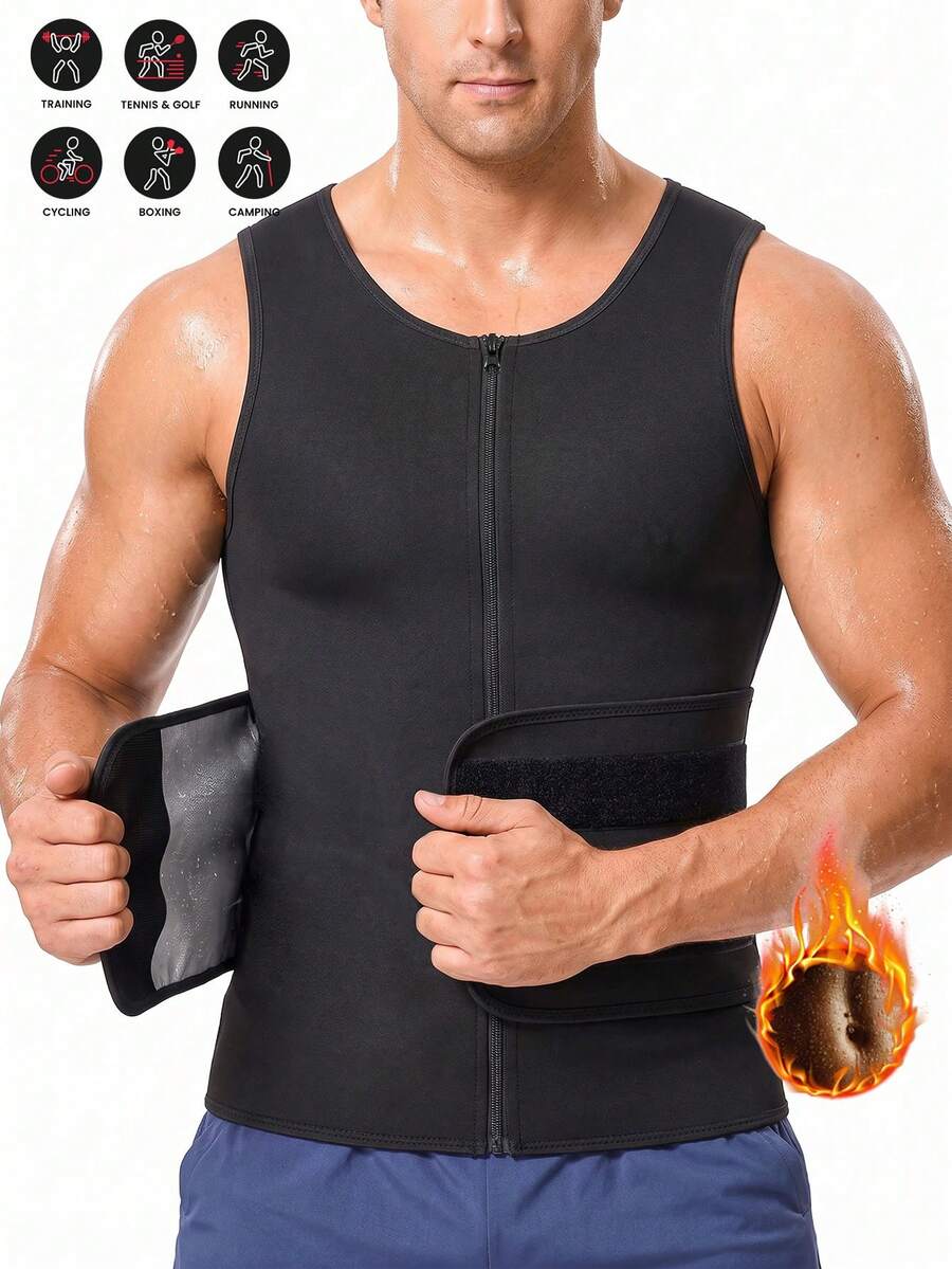 Gym Rark بدلة سونا رجالية متعددة الاستخدامات 4 في 1، سترة مدربة للخصر، خزان ضغط مع سحاب، تصميم ضيق للتشكيل، مناسبة لتدريب الخصر في الربيع - فضي - مشاهدة 1