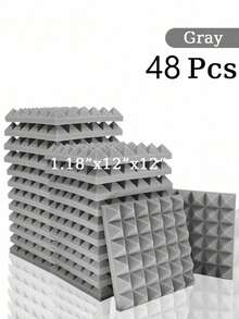 SHEIN 金字塔吸音泡沫 6-48 块 12 英寸 X 12 英寸 X 3 英寸 / 12 英寸 X 12 英寸 X 2 英寸 / 12 英寸 X 12 英寸 X 1.18 英寸 吸音板 8 色高密度声学处理泡沫 工作室隔音海绵垫 家居装修 - 彩色 - 查看 69