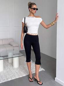 Lavishia Quần skinny dài đến khuỷu tay (7/8) thời trang và thanh lịch dành cho nữ, thích hợp mặc ở nhà hoặc đi dạo phố, rất đa năng. - màu đen - Xem 3