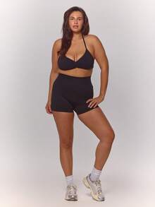 MUSERA Plus Size High Waist Fitted Seamless Sport Shorts Spring Summer Vacation Holiday Casual Everyday Workout Active - Black - View 2
