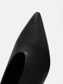 Bholvia Women Pointed Toe Chunky High Heel Shoes, Spring/Autumn Fashionable PU Leather Comfortable Black Slip-On Pumps Suitable For Daily Wear, Dinner, Formal Occasions,Elegant - Black - View 9
